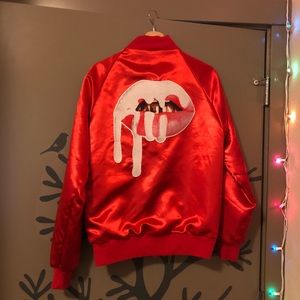 Kylie Jenner Lips Red Bomber Jacket